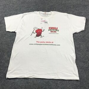 Hanes T Shirt Mens Extra Large XL White Chili Peppers Salsa Food Devil Party NWT